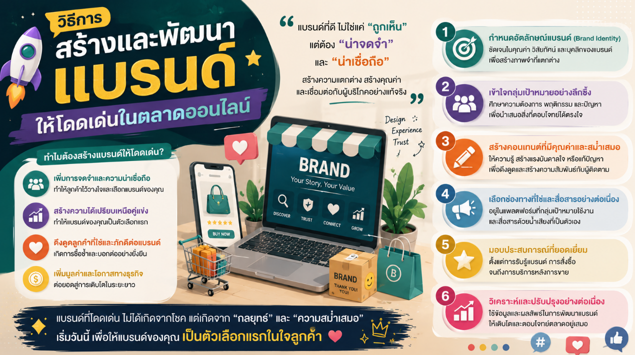 วิธีการสร้างและพัฒนาแบรนด์ให้โดดเด่นในตลาดออนไลน์
