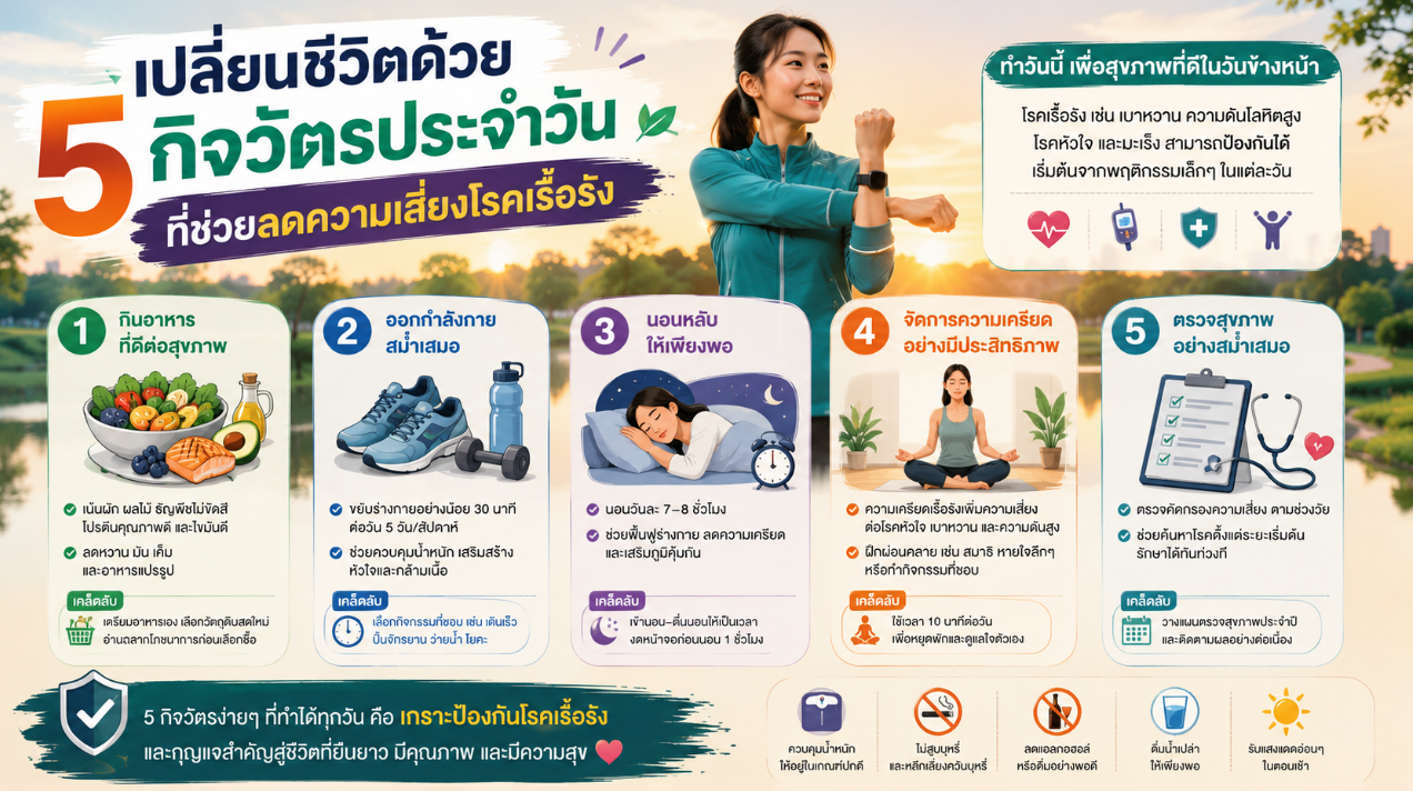 เปลี่ยนชีวิตด้วย 5 กิจวัตรประจำวันที่ช่วยลดความเสี่ยงโรคเรื้อรัง