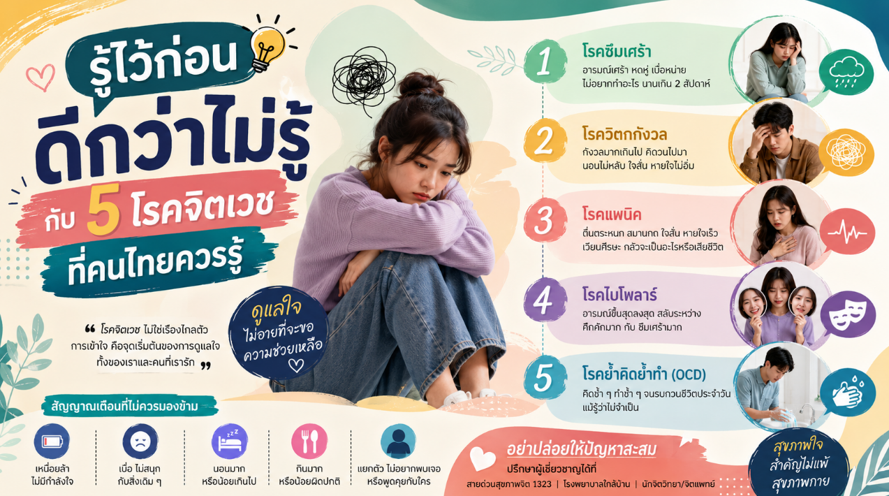 รู้ไว้ก่อนดีกว่าไม่รู้กับ 5 โรคจิตเวชที่คนไทยควรรู้