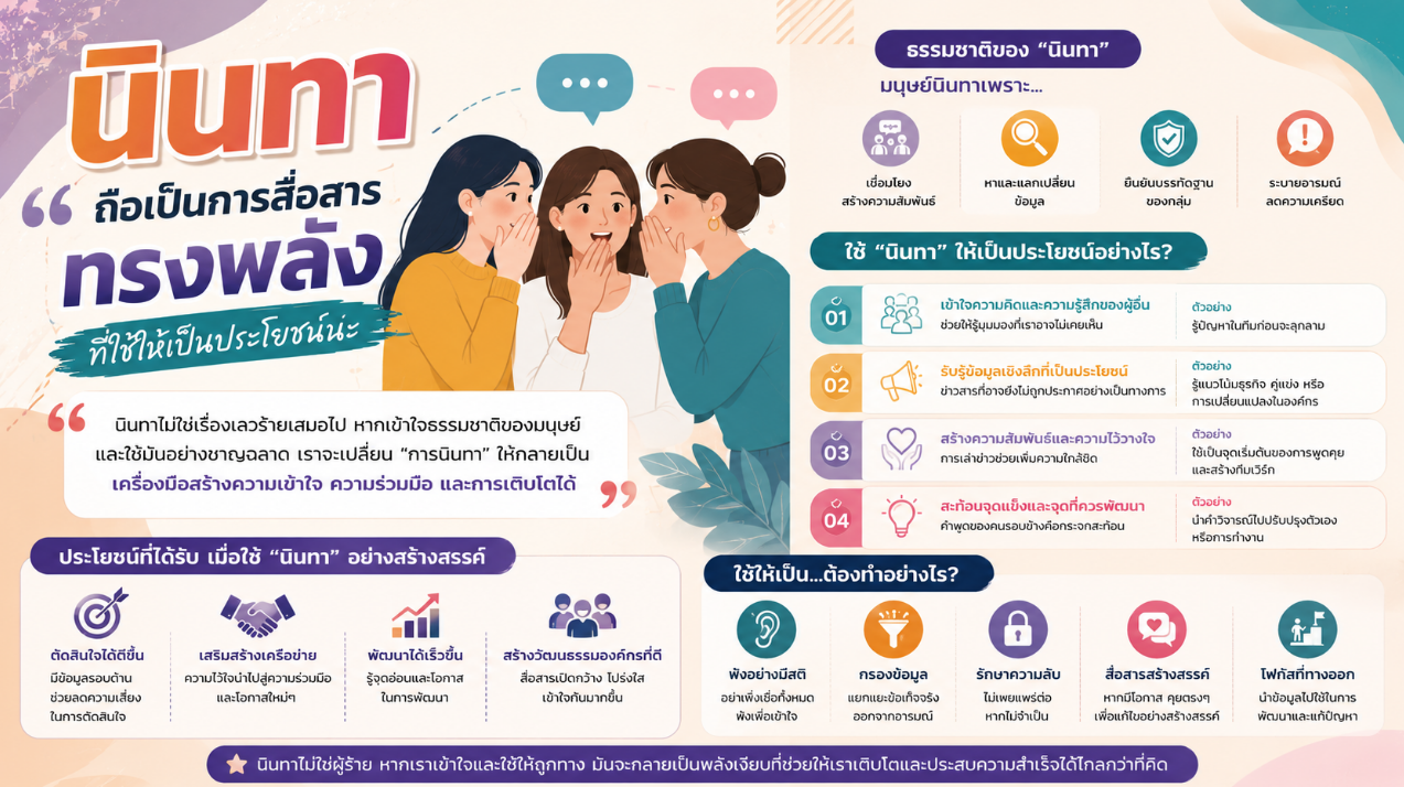 นินทาถือเป็นการสื่อสารทรงพลังที่ใช้ให้เป็นประโยชน์นะ